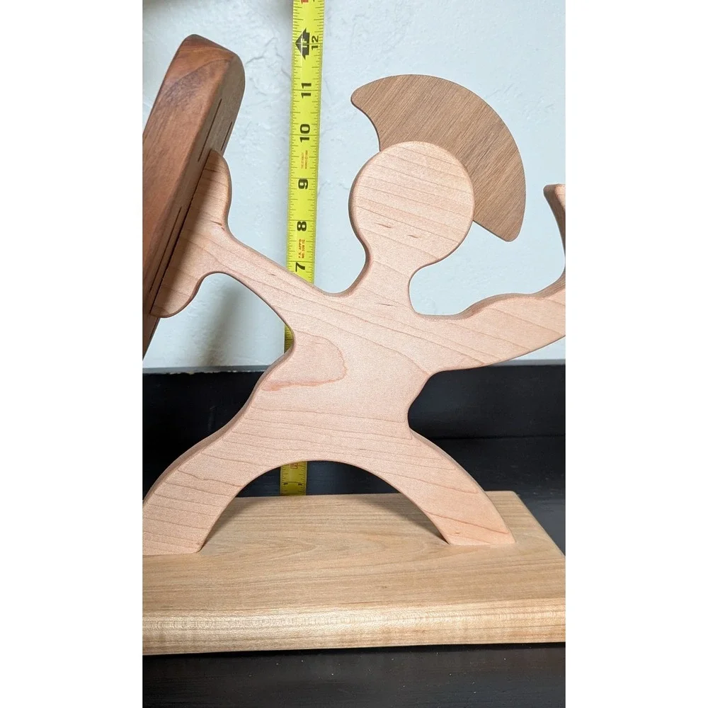 Missing Digit Wood Shop Natural Wood Spartan Warrior Knife‎ Block